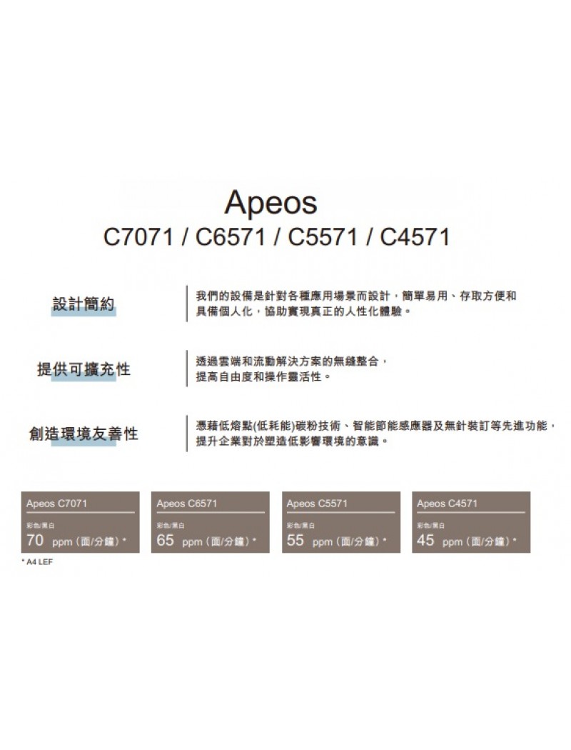 (月費)FUJIFILM Apeos C7071 (A3) 彩色多功能高速打印機